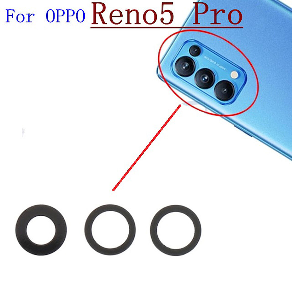 Oppo Reno 5 PRO Arka Kamera Camı Lens Yapışkanlı