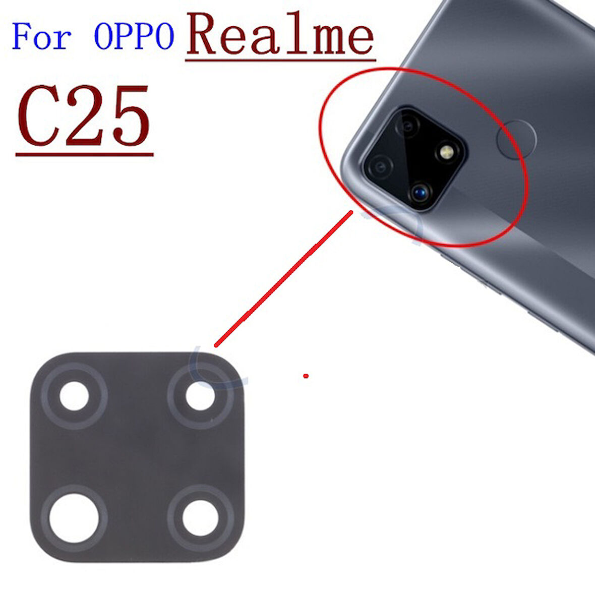 Oppo Realme C25 Arka Kamera Camı Lens Yapışkanlı