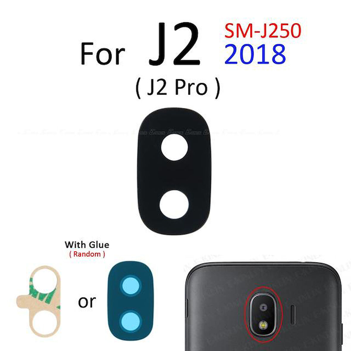 Samsung Galaxy J250 Arka Kamera Camı Lens Yapışkanlı