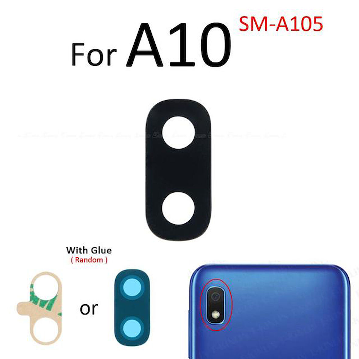 Samsung Galaxy A10 Arka Kamera Camı Lens Yapışkanlı