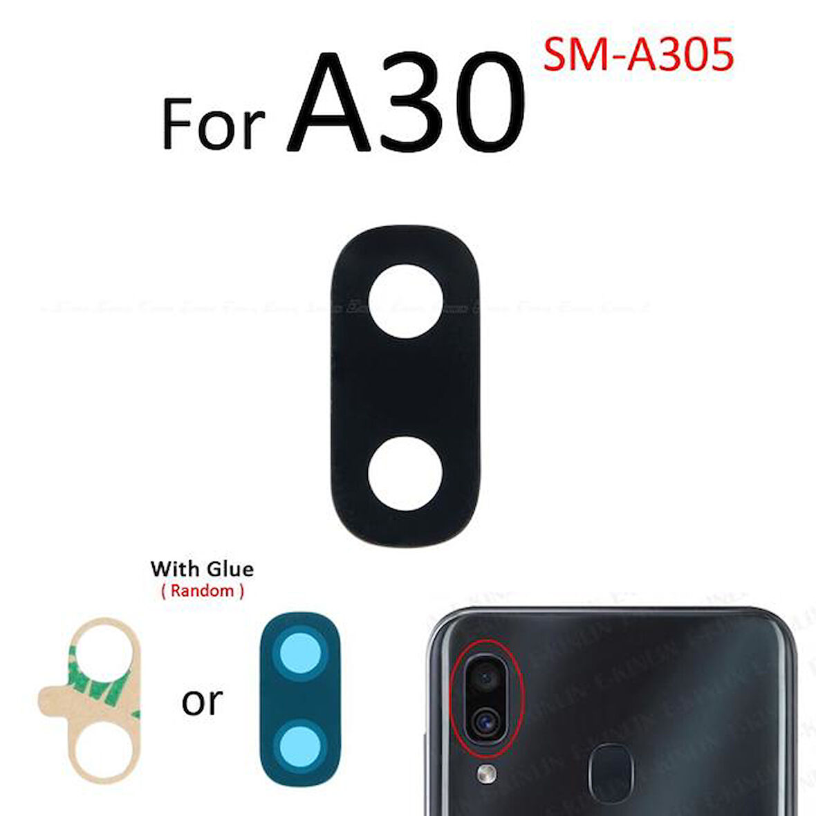 Samsung Galaxy A30 Arka Kamera Camı Lens Yapışkanlı