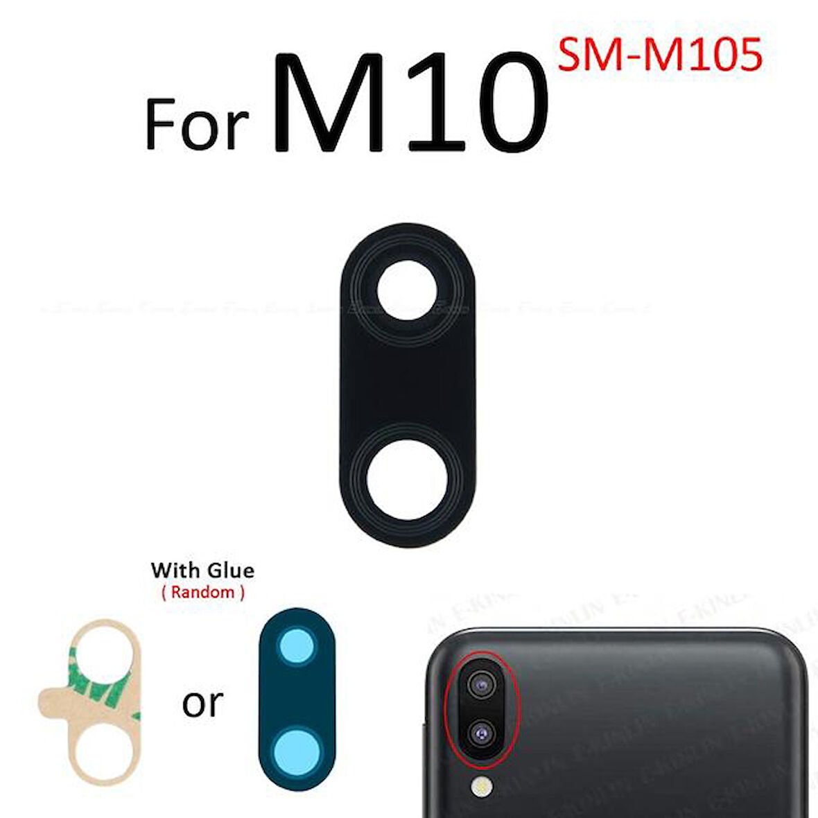 Samsung Galaxy M10 Arka Kamera Camı Lens Yapışkanlı