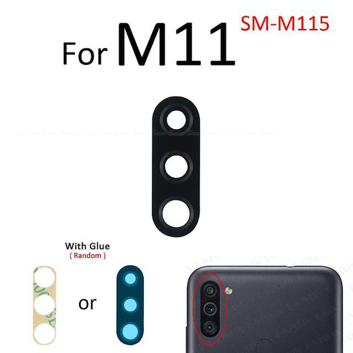Samsung Galaxy M11 Arka Kamera Camı Lens Yapışkanlı