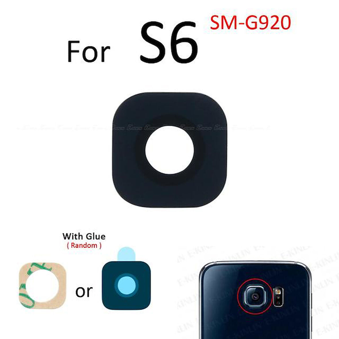 Samsung Galaxy S6 Arka Kamera Camı Lens Yapışkanlı