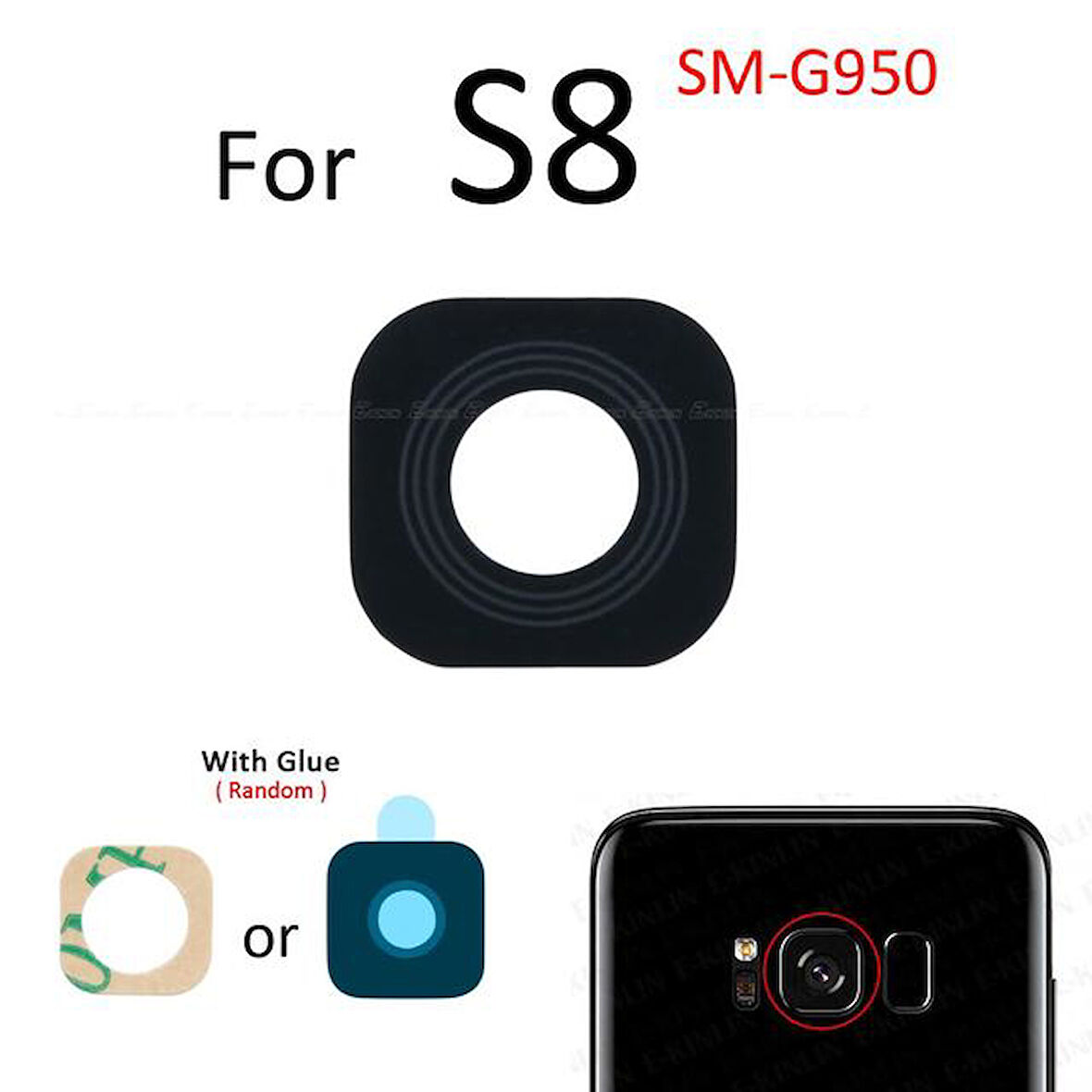 Samsung Galaxy S8 Arka Kamera Camı Lens Yapışkanlı