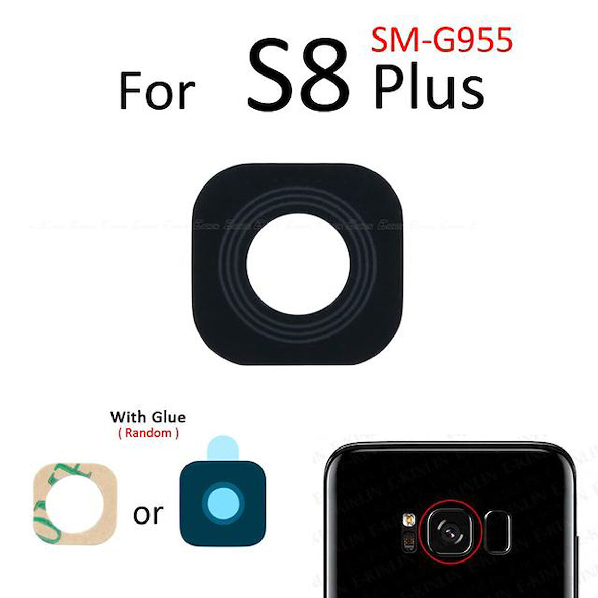 Samsung Galaxy S8 PLUS Arka Kamera Camı Lens Yapışkanlı