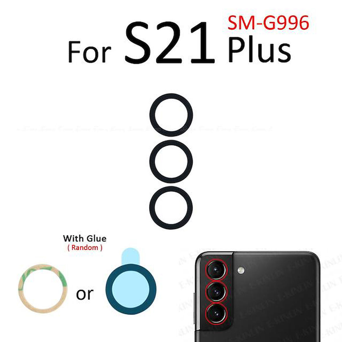 Samsung Galaxy S21 PLUS Arka Kamera Camı Lens Yapışkanlı