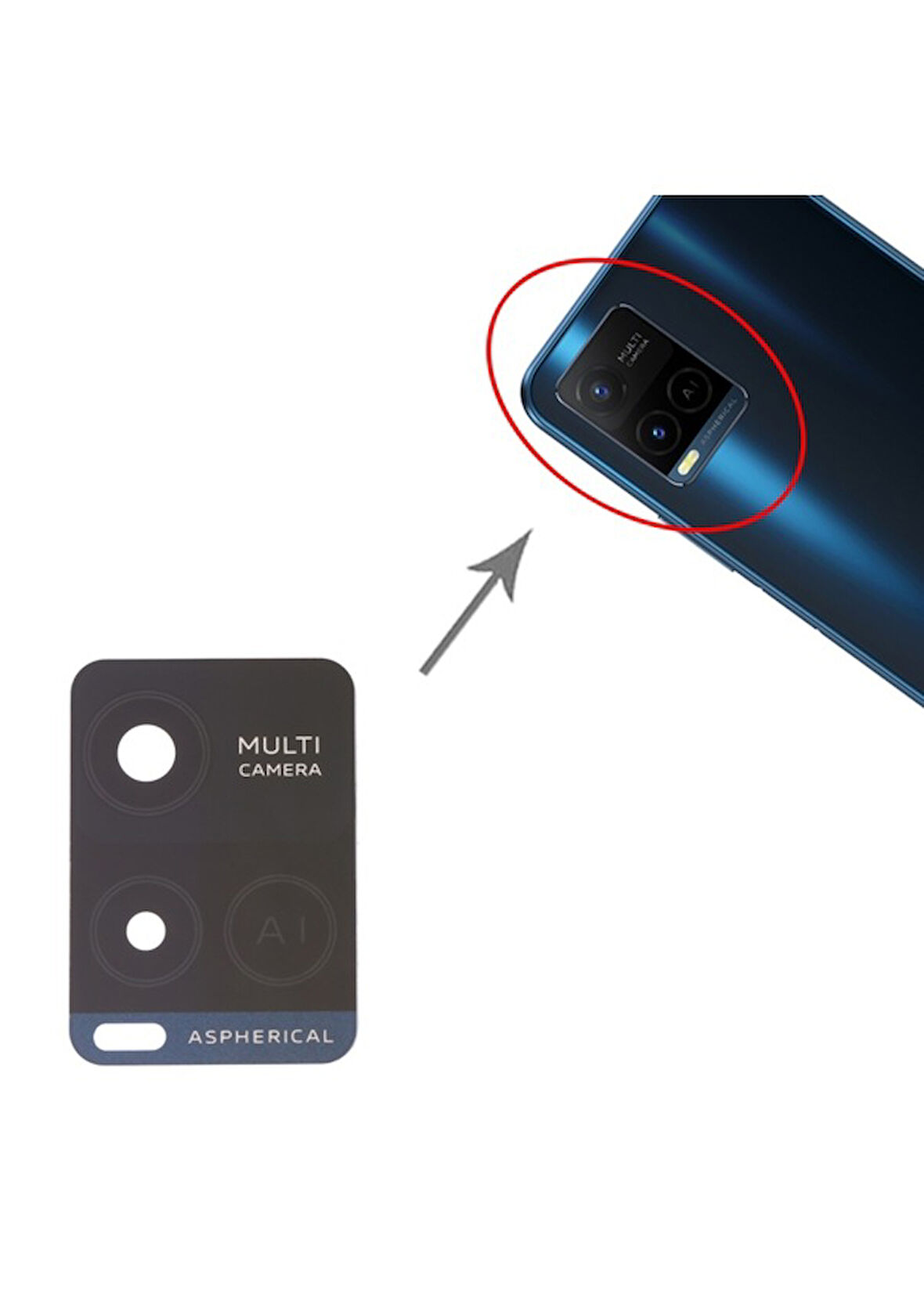 VİVO Y33S Arka Kamera Camı Lens Yapışkanlı