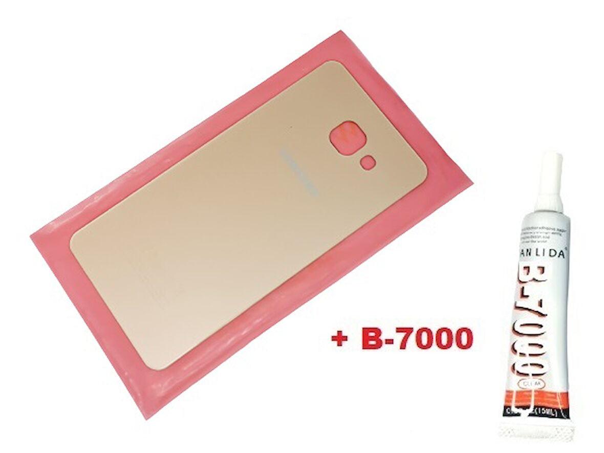 Samsung Galaxy A7 2016 (A710) Arka Pil Batarya Kapağı (CAM+B-7000) GOLD