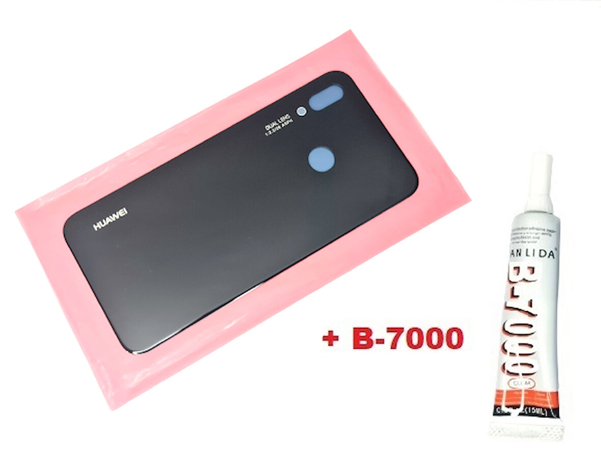 Tkgz Huawei Uyumlu P20 Lite Arka Pil Batarya Kapağı (CAM+B-7000) SİYAH