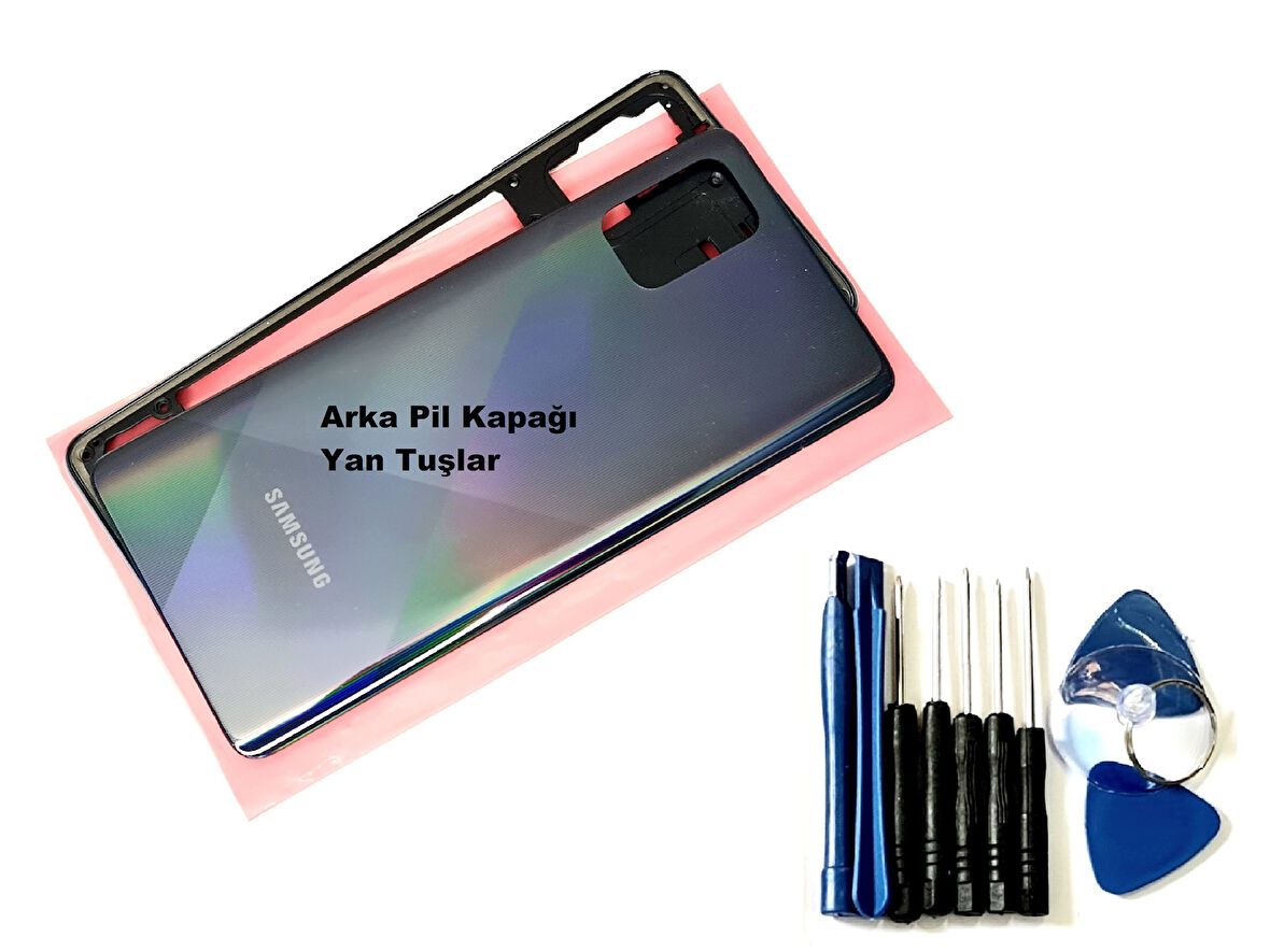 Samsung Galaxy A71 (A715) FULL ORJ KASA Arka Pil Batarya Kapağı (TAMİR SETİ) SİYAH