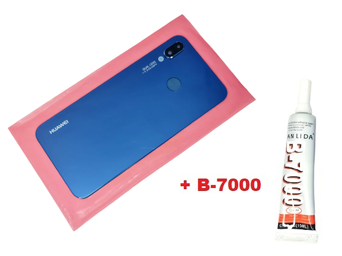 Tkgz Huawei Uyumlu P20 Lite Arka Kapak (LENS Lİ CAM+B-7000) MAVİ