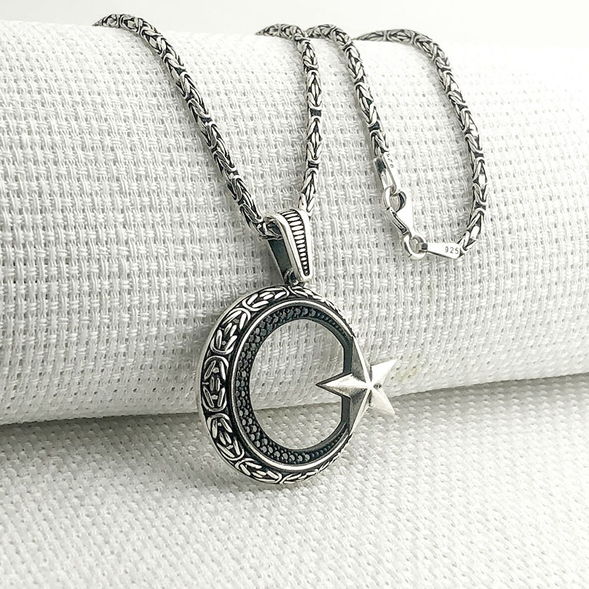 925 Ayar Gümüş Ayyıldız Kral Zincir Kolye