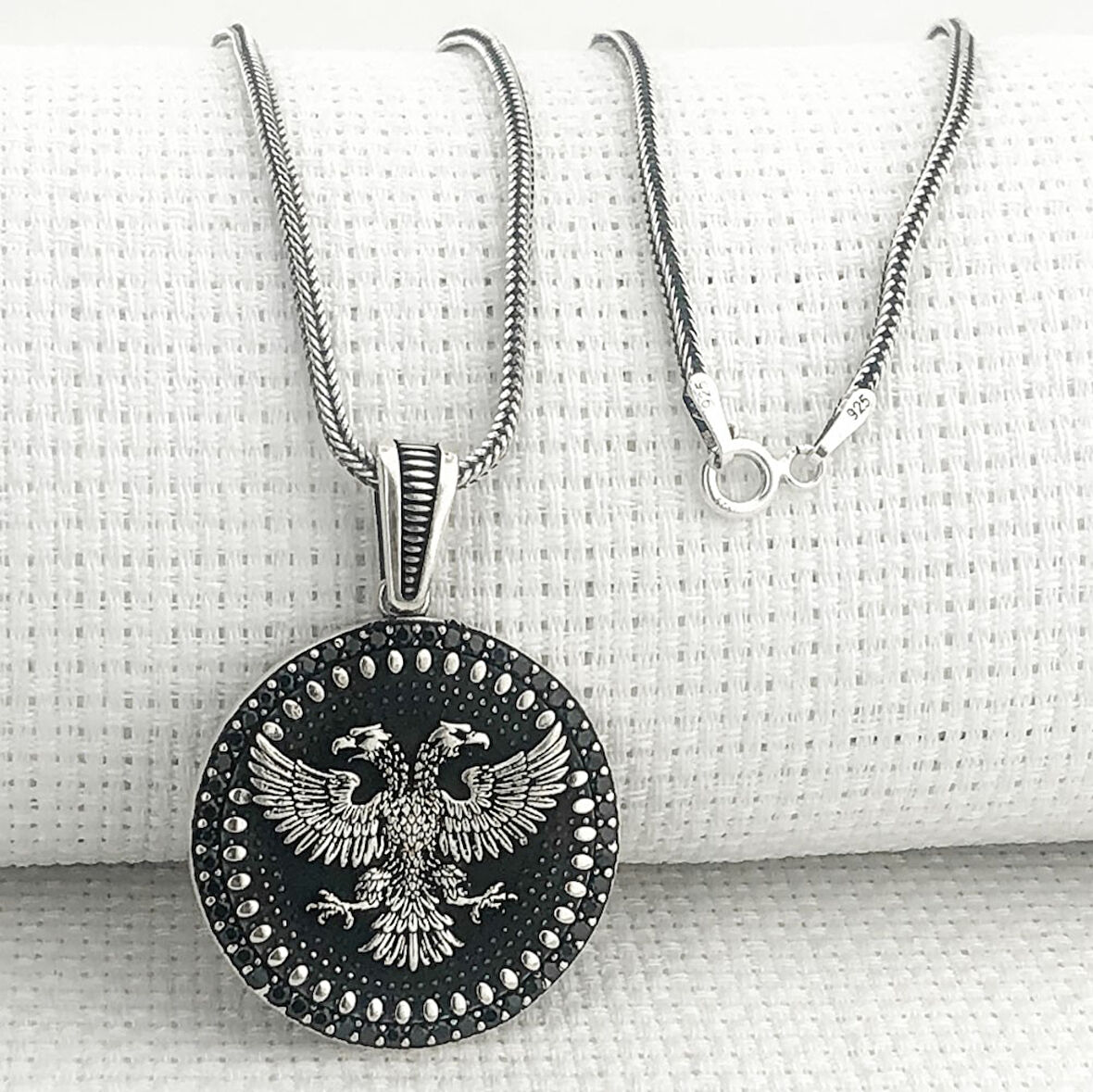 925 Ayar Gümüş Çift Başlı Kartal Kolye
