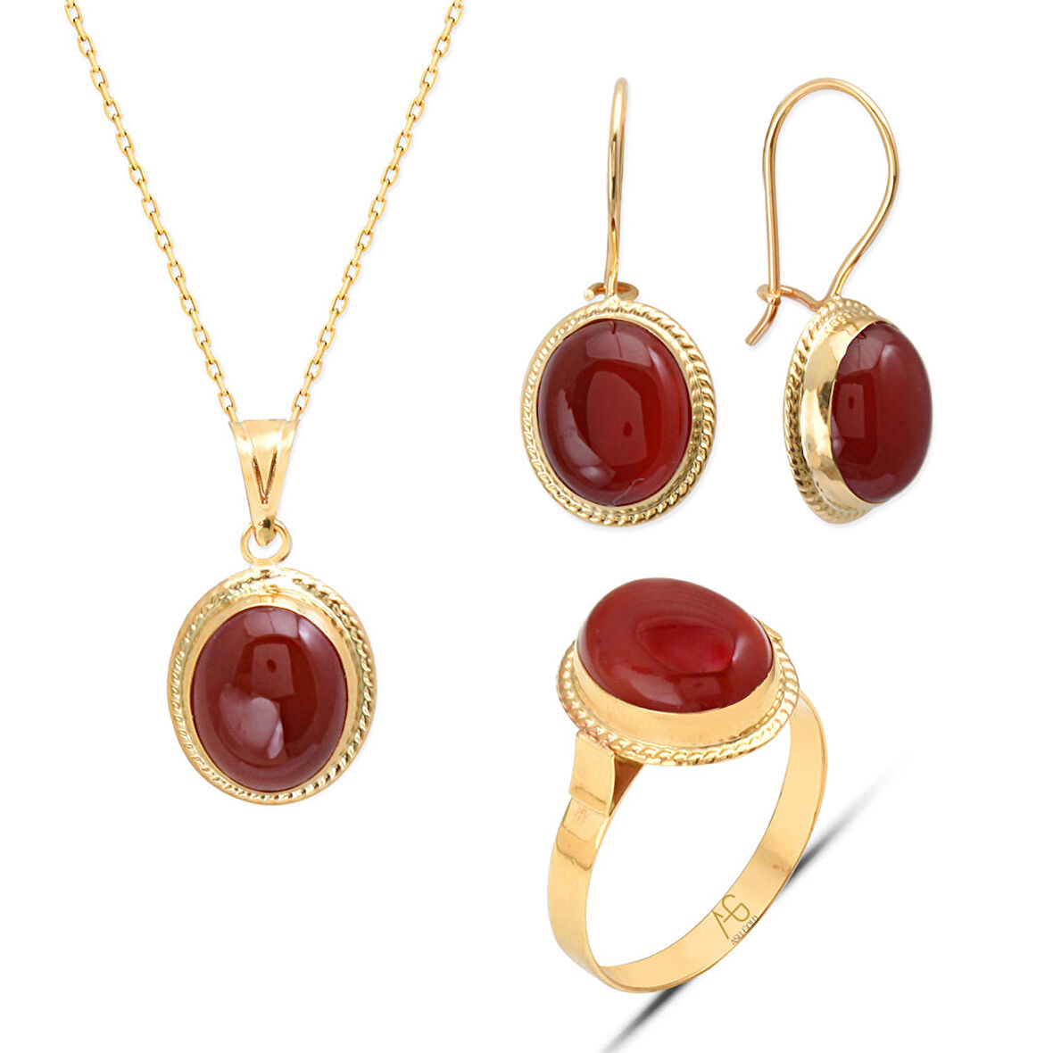 Akik Taşlı Altın Üçlü Nostalji Takım (TKM0027)