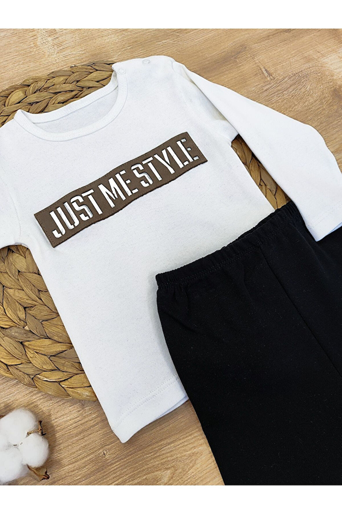 Erkek Bebek Takimi 2'li Uzun Kollu Pamuklu Kumaş Hediyelik Bebek Giyim 6-9-12-18-24-36