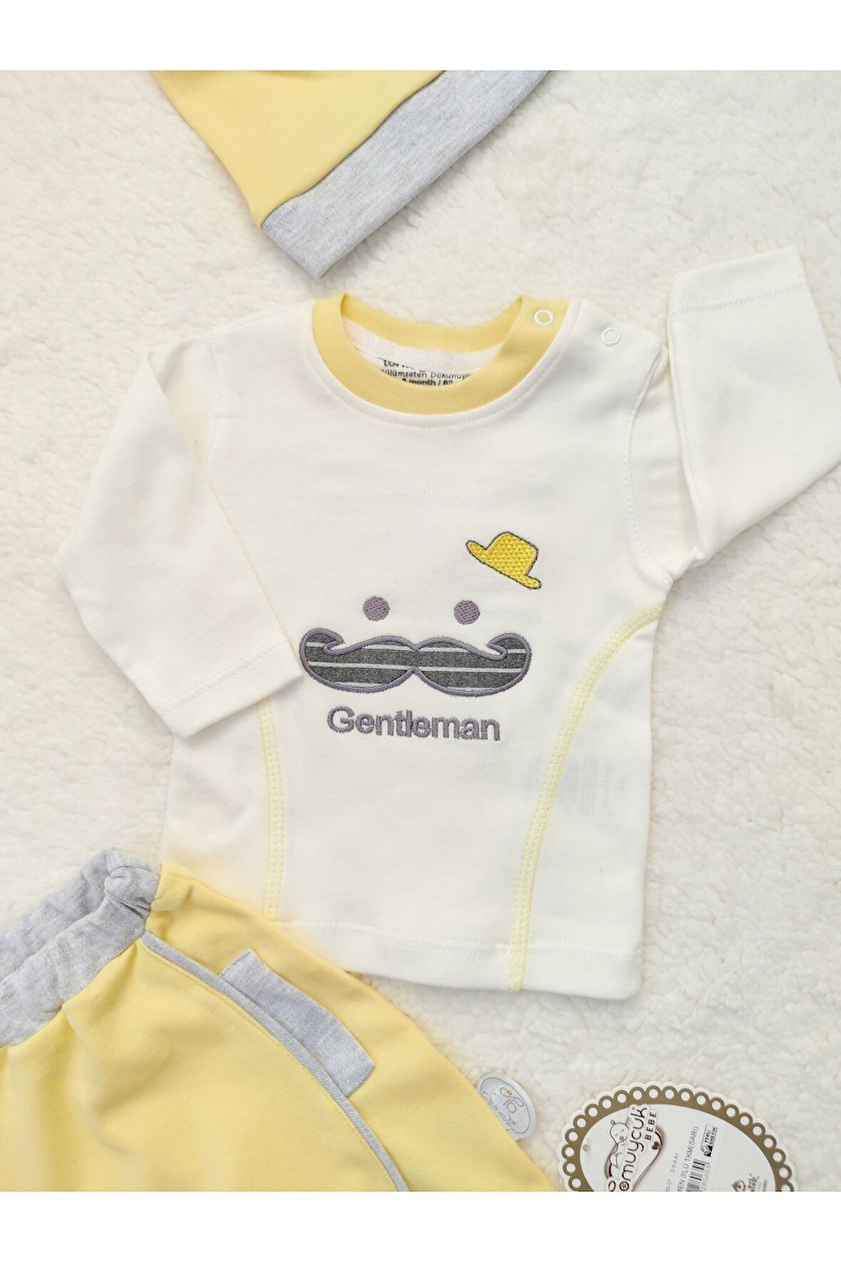 Erkek Bebek Çocuk Takımı 3'lü - %100 Pamuklu & Şapkalı Bebek Takımı