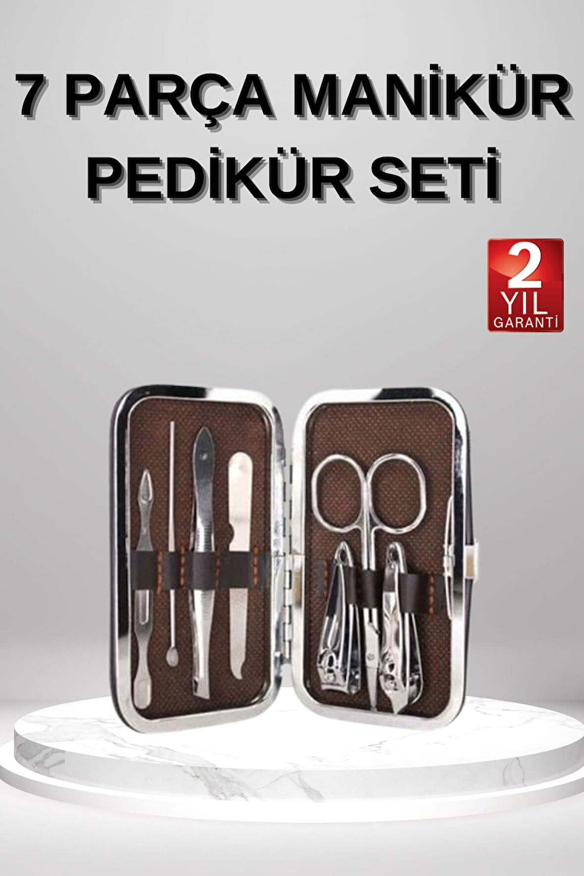 7 Parça Manikür Pedikür Seti El Ayak Bakımı Çantalı Paslanmaz Çelik