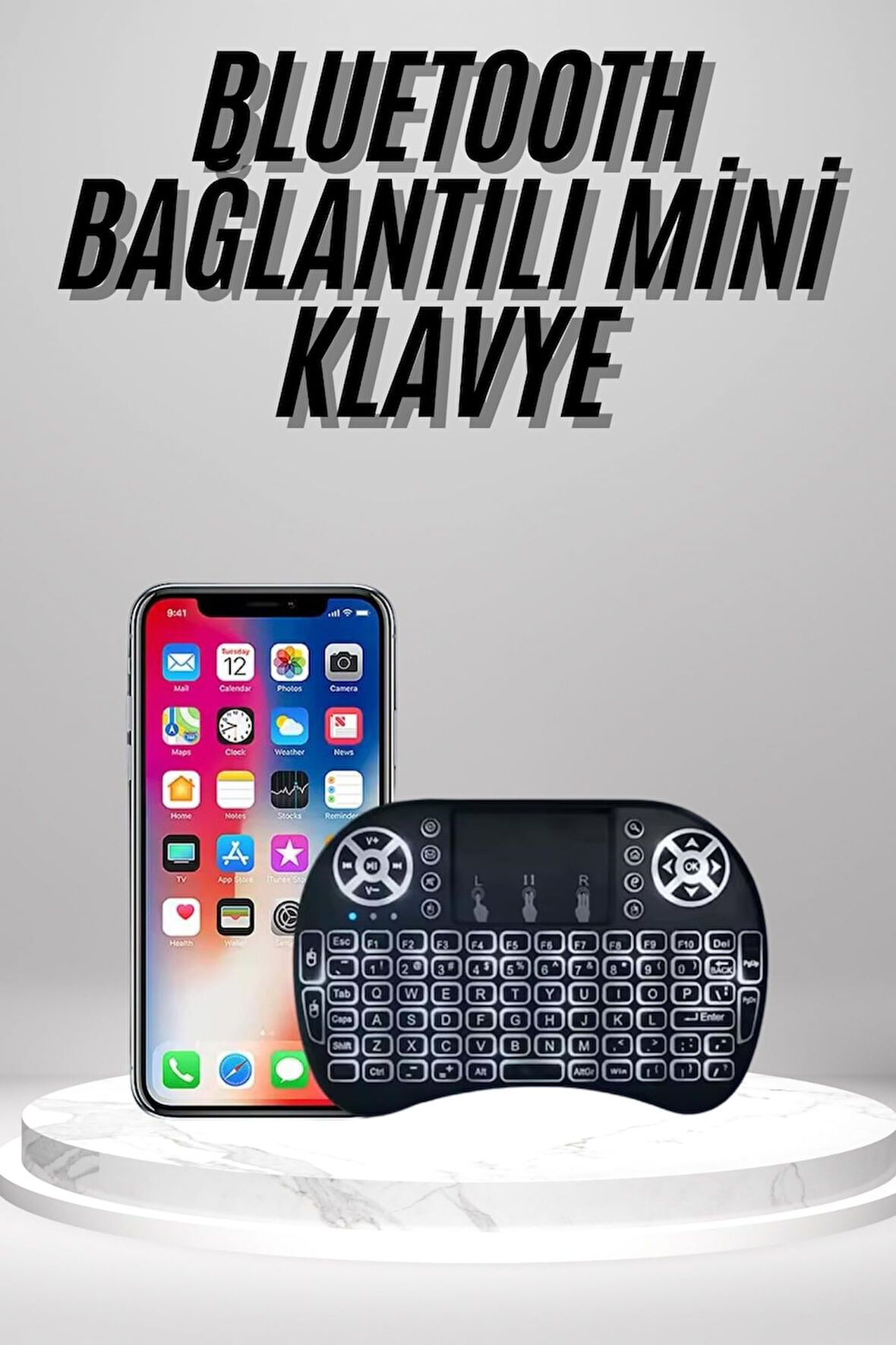 Kablosuz Türkçe Q Klavye RGB Işıklı Televizyon Ps3 Dokunmatik Mouse