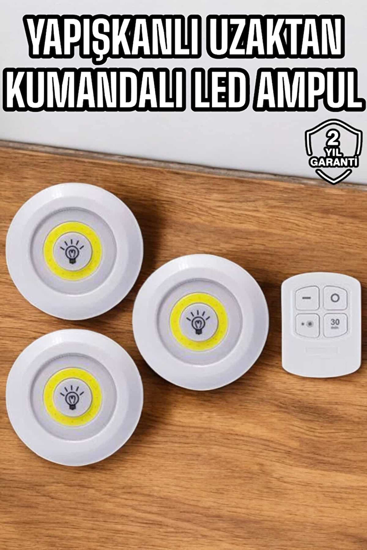 Mutfak Dolap Altı Işığı Uzaktan Kumandalı Yapışkanlı Kablosuz Pilli
