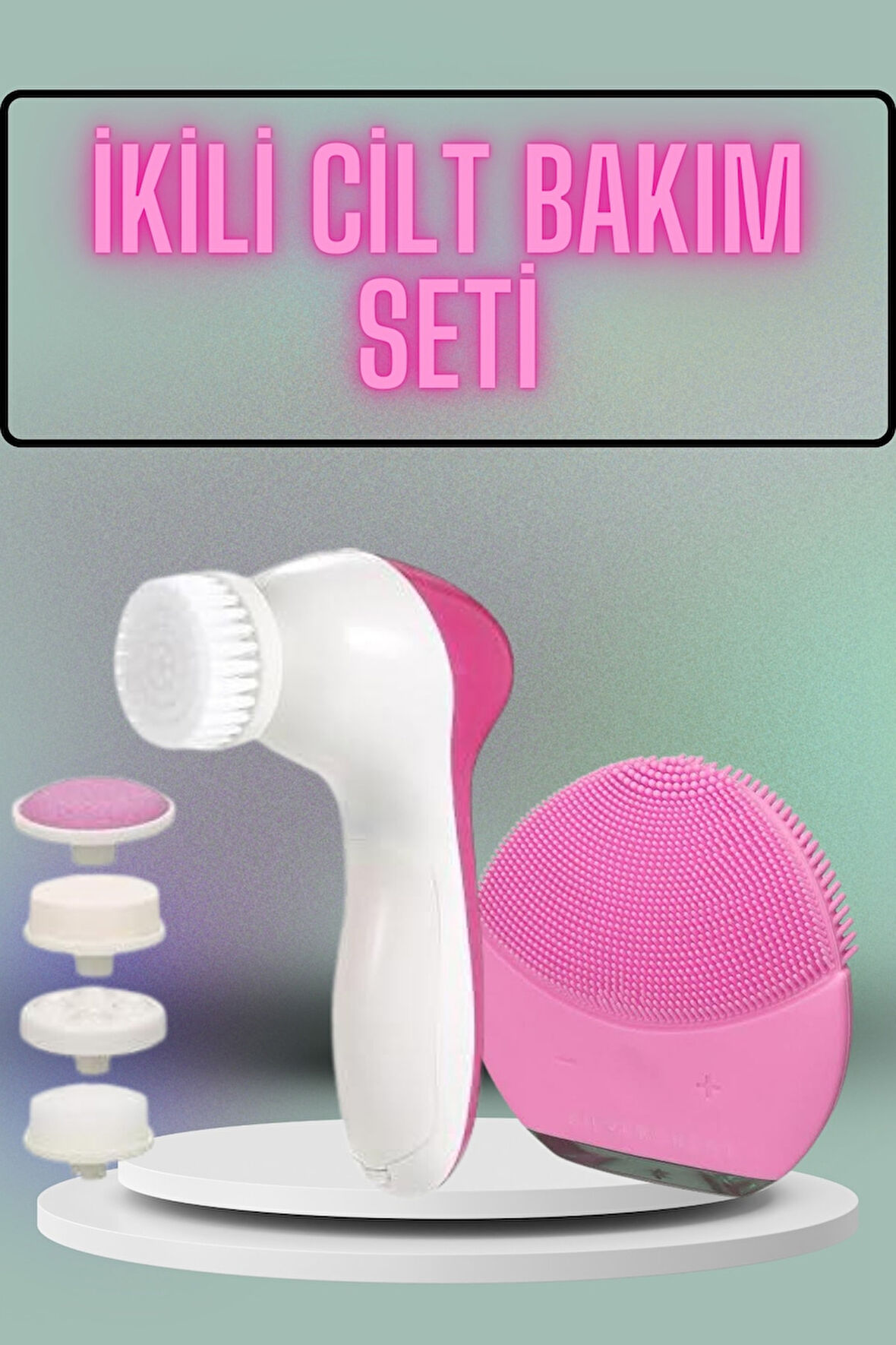 İkili Cilt Bakım Seti 5 Başlıklı Yüz Temizleme ve Masaj Aleti Canlandırıcı ve Onarıcı