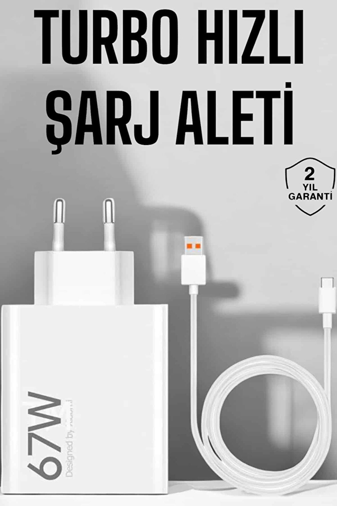 Şarj Aleti 67W Hızlı Şarj Turbo Type-C Uyumlu Şarj Adaptörü Kablosu