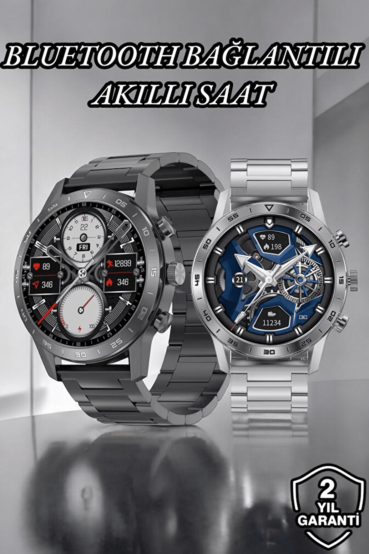 Suya Dayanıklı Dokunmatik Akıllı Saat Bluetooth 5.0, Sesli Asistan ve Sağlık Takibi