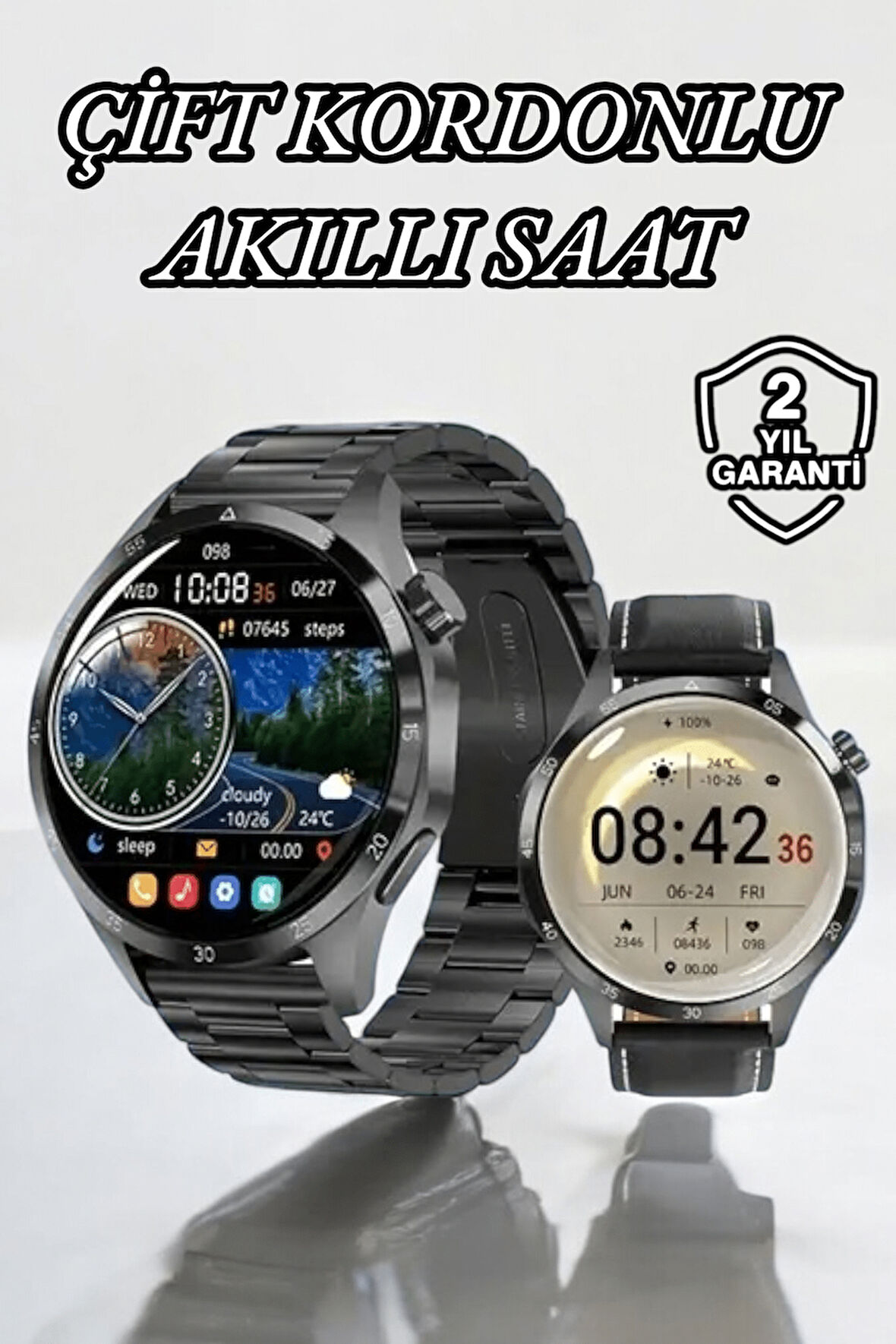 Çift Kordonlu Yüksek Çözünürlüklü Akıllı Saat Uyku İzleyici & Spor Modları