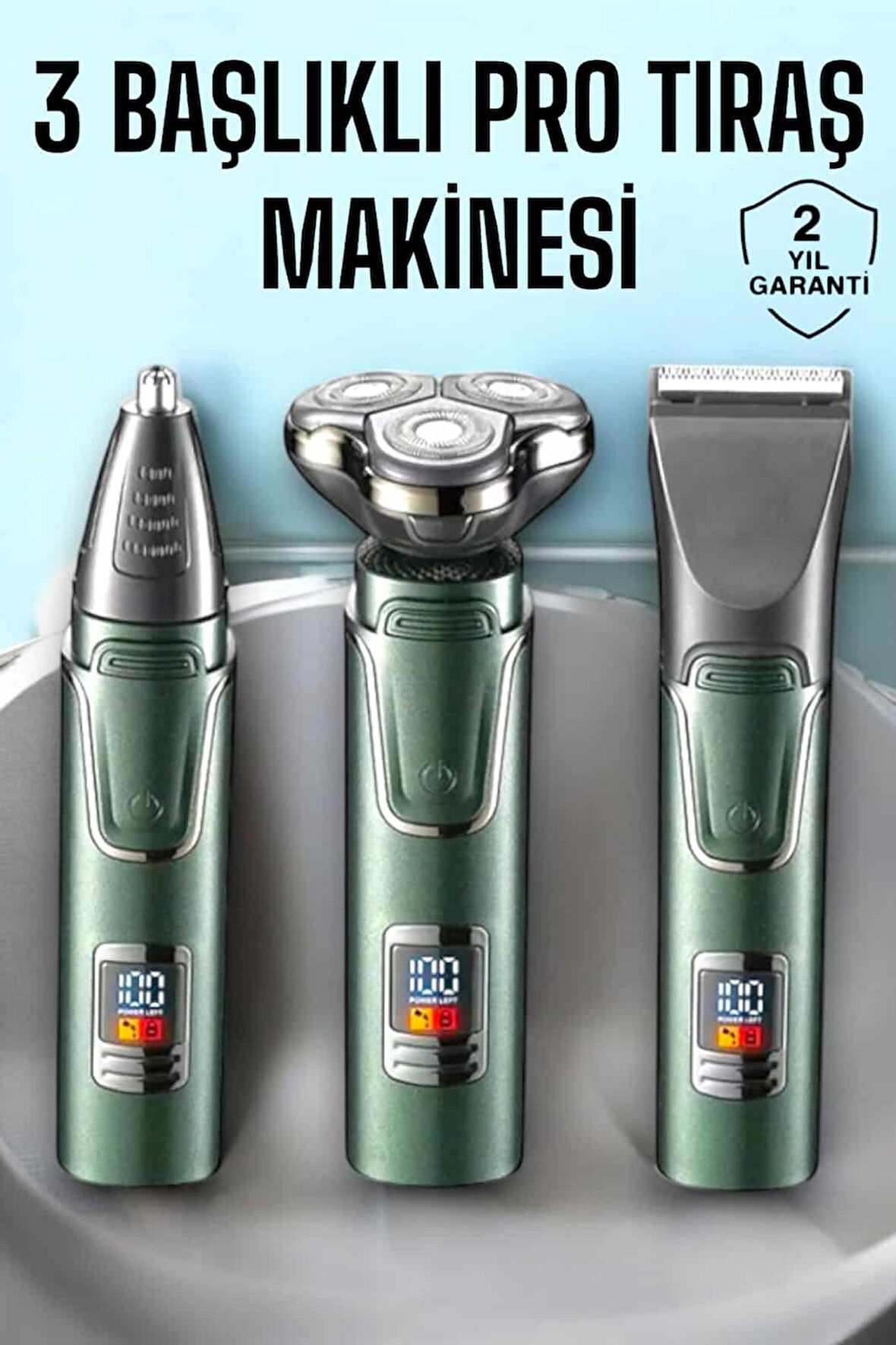 3 Başlıklı Profesyonel Saç ve Sakal Bakım Seti Vücut, Burun ve Kulak Tüy Alma