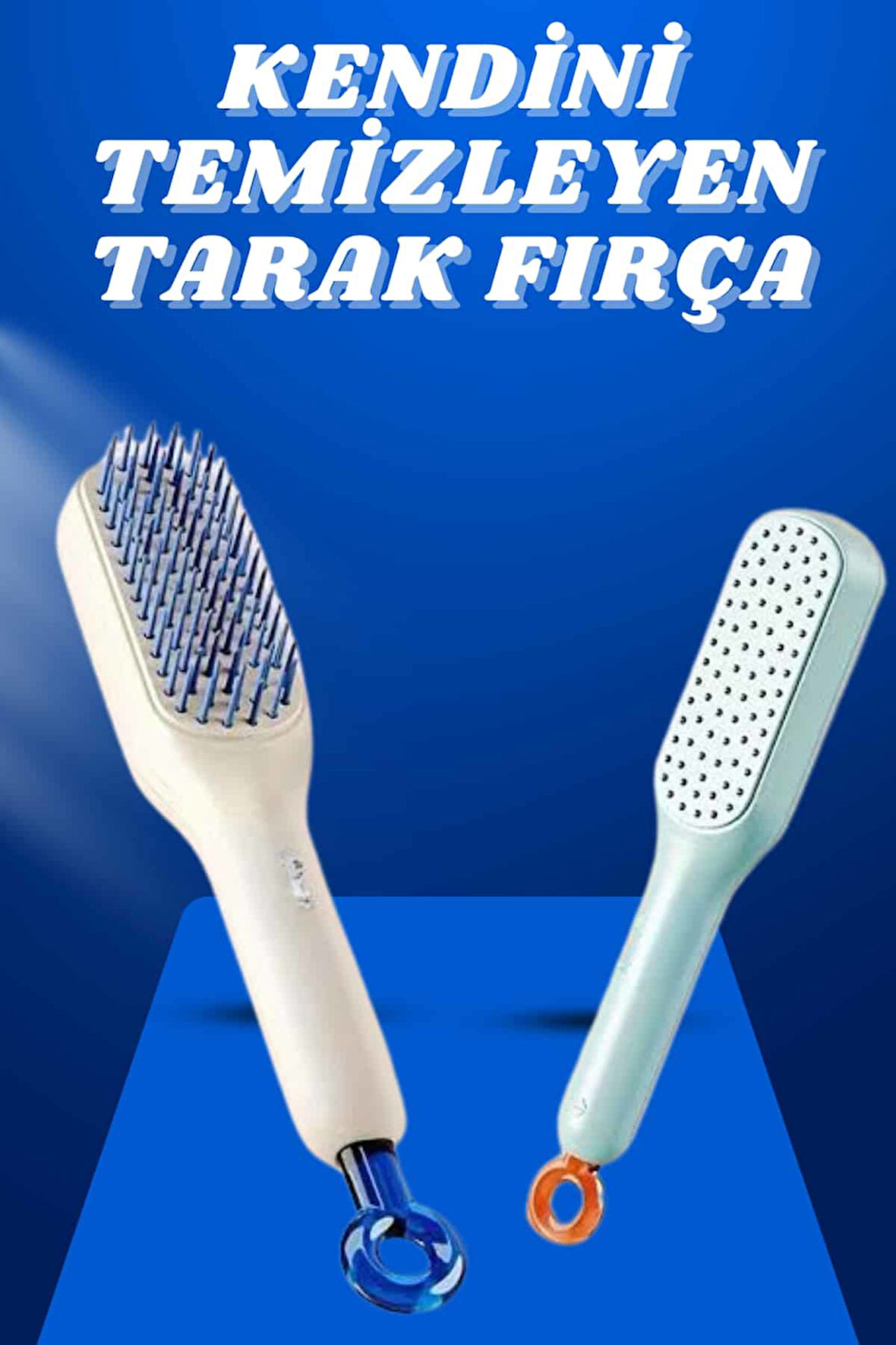 Kendi Kendini Temizleyen Otomatik Tuşlu Saç Tarağı Dolaşık Açıcı Masaj Fırçası Silikon Fırça