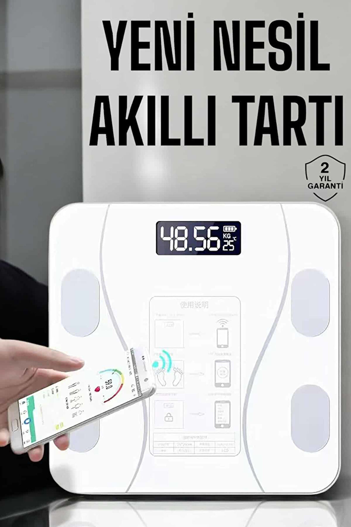 Tartı Baskül Dijital Elektronik Tartı Vücut Analiz Wifi Akıllı Yağ Ölçer