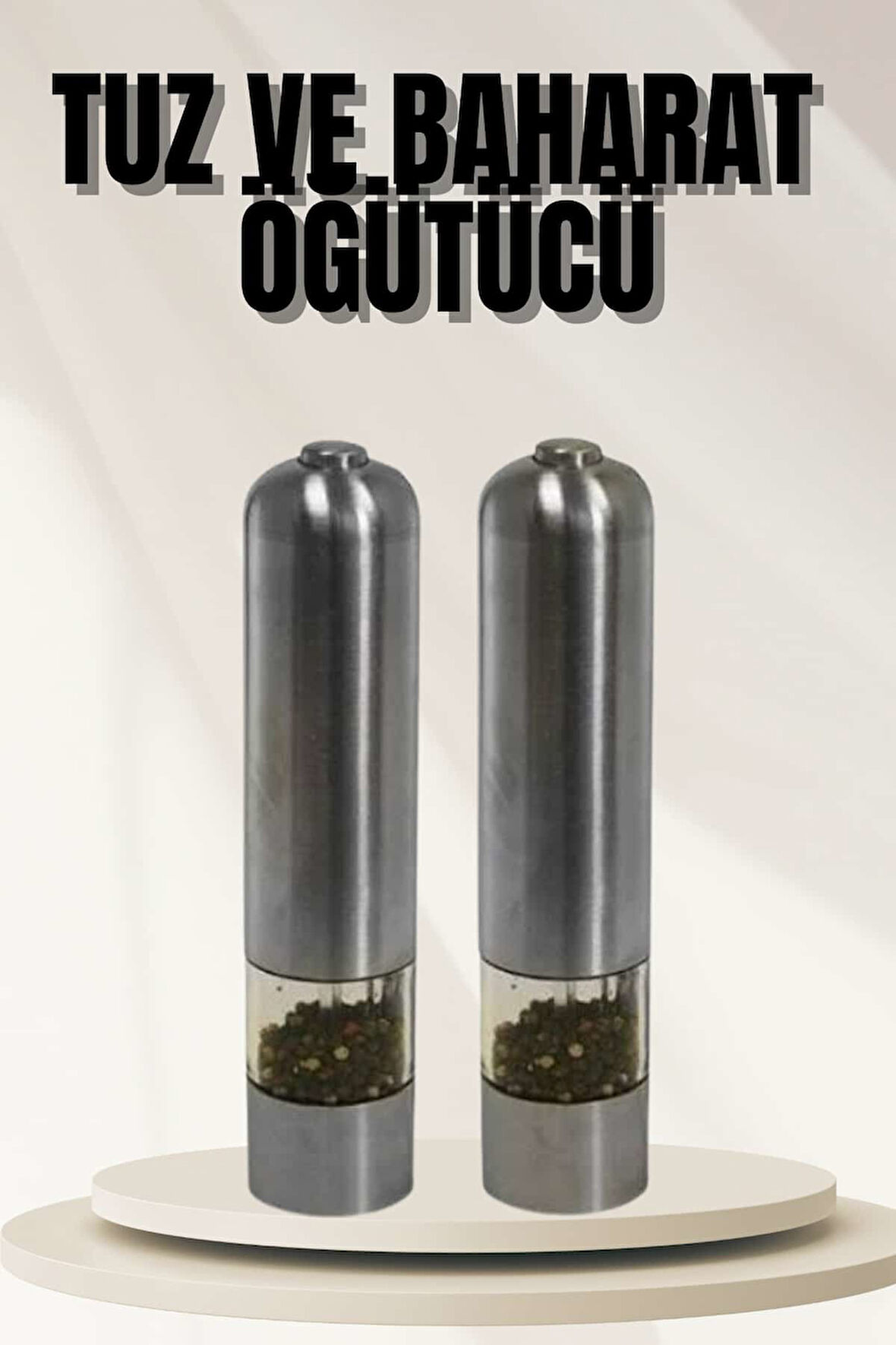 Işıklı Otomatik Tuz ve Karabiber Öğütücü Baharat Öğütücü