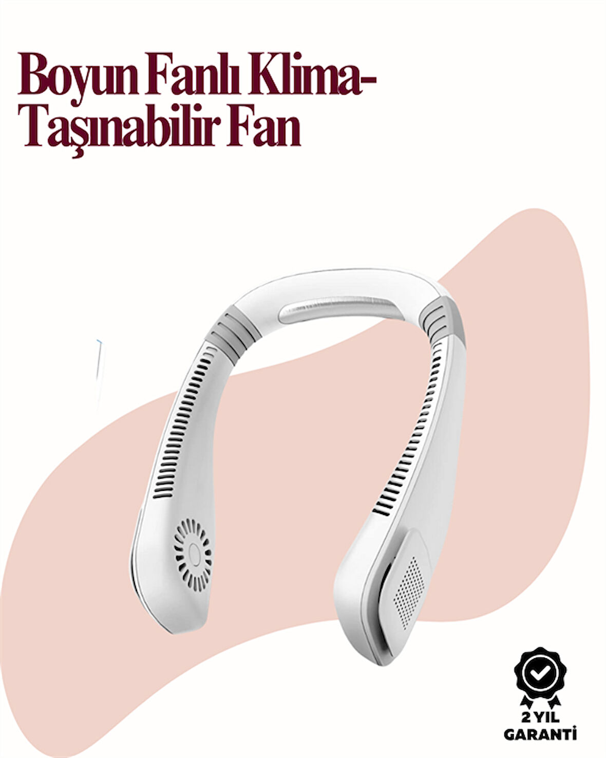 Kanatsız Boyun Tipi Fan | Giyilebilir Serinletici, Düşük Sesli, Hafif ABS Gövde, USB Şarj Edilebilir