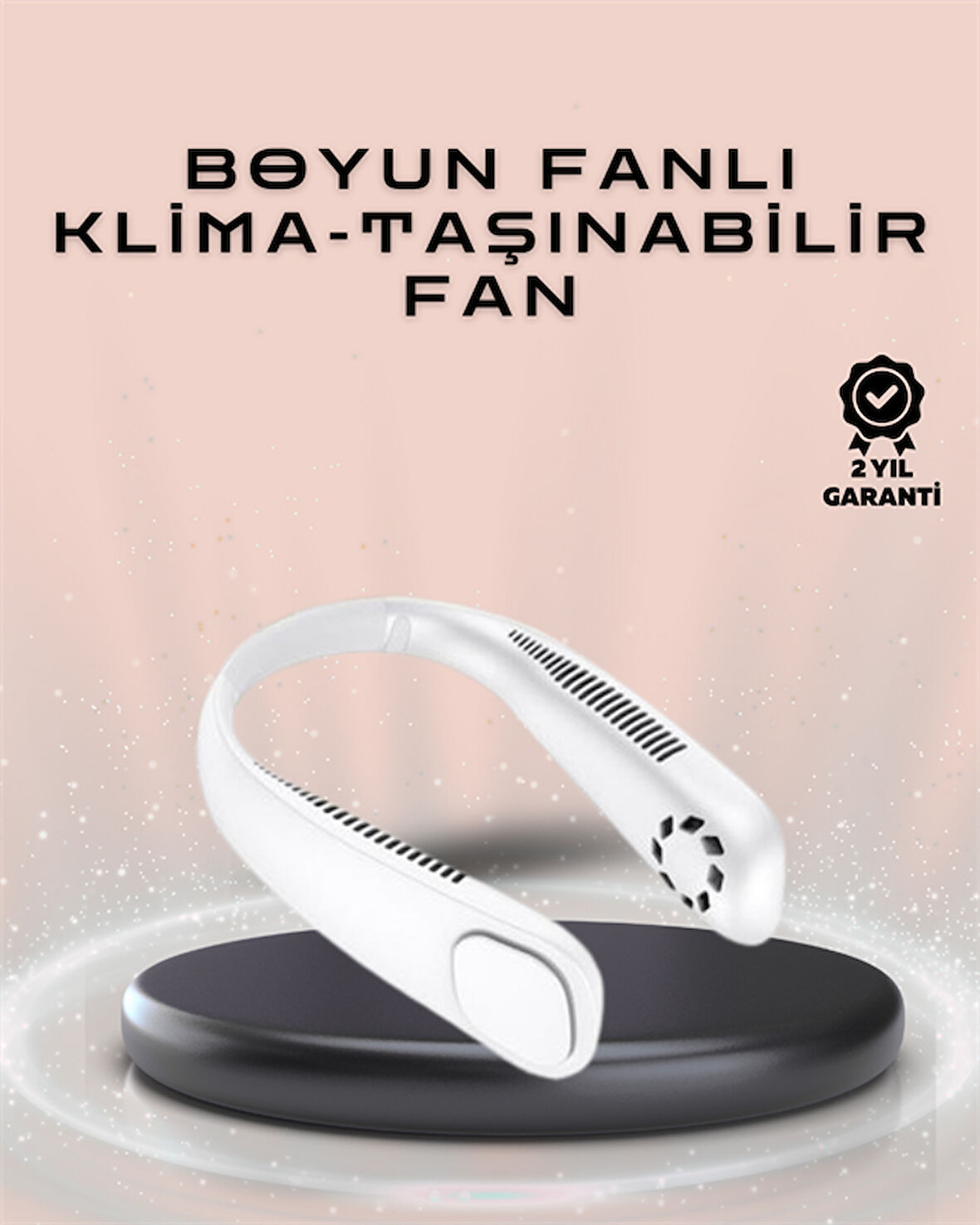 Giyilebilir Sessiz Fan | 224g Hafif, Bladeless Güvenli Tasarım, 5 Vitesli Soğutma, USB Şarjlı Fan