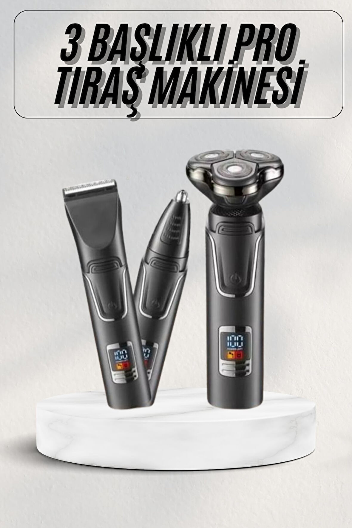 Yüksek Performanslı 3 Başlıklı Profesyonel Şarjlı Islak ve Kuru Kullanıma Uygun