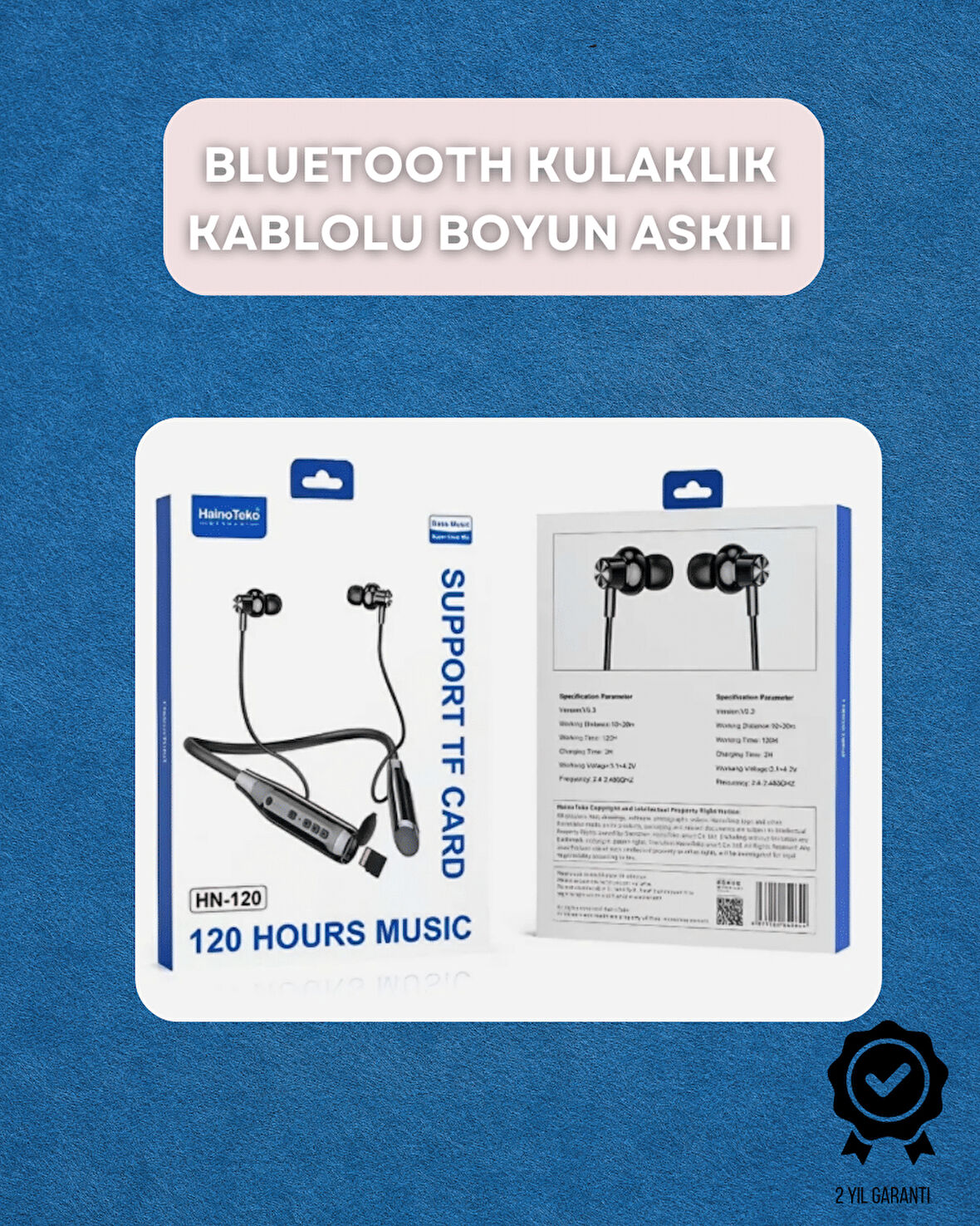 Bluetooth 5.0 Kablosuz Kulaklık – Uzun Pil Ömrü ve Ergonomik Tasarım