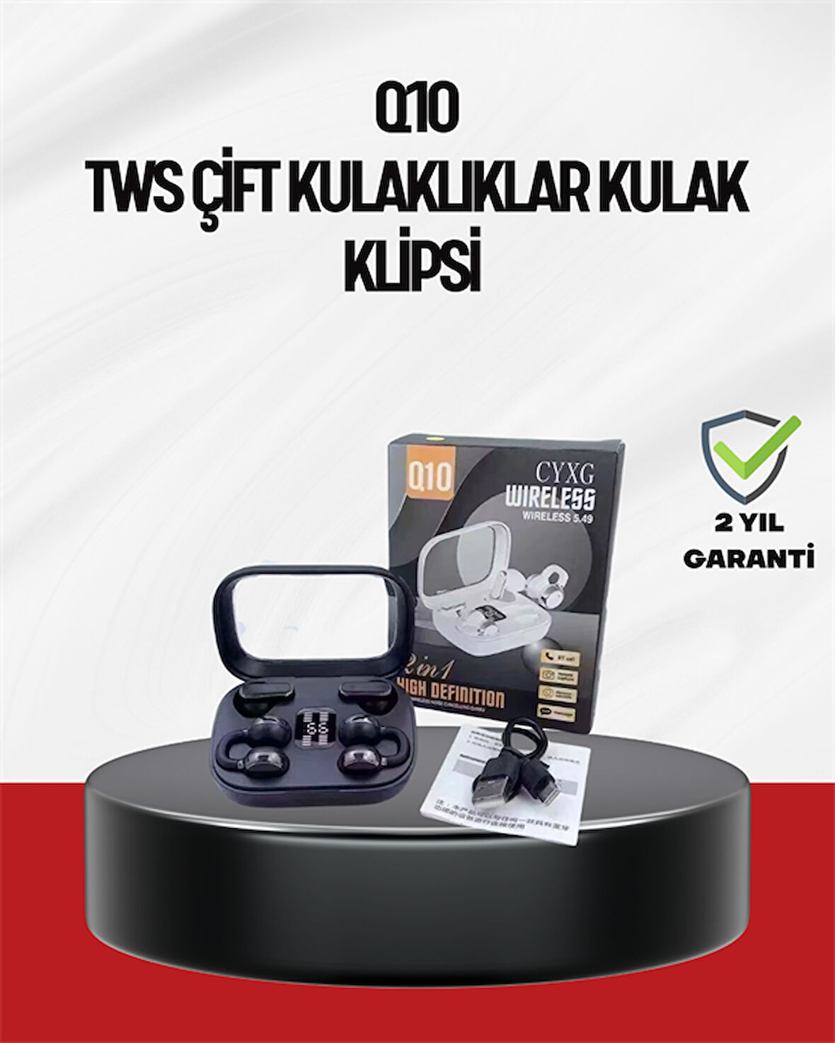 Q10 Dokunmatik Bluetooth Kulaklık – 6 Saat Müzik, Çift Dil, Hızlı Şarj