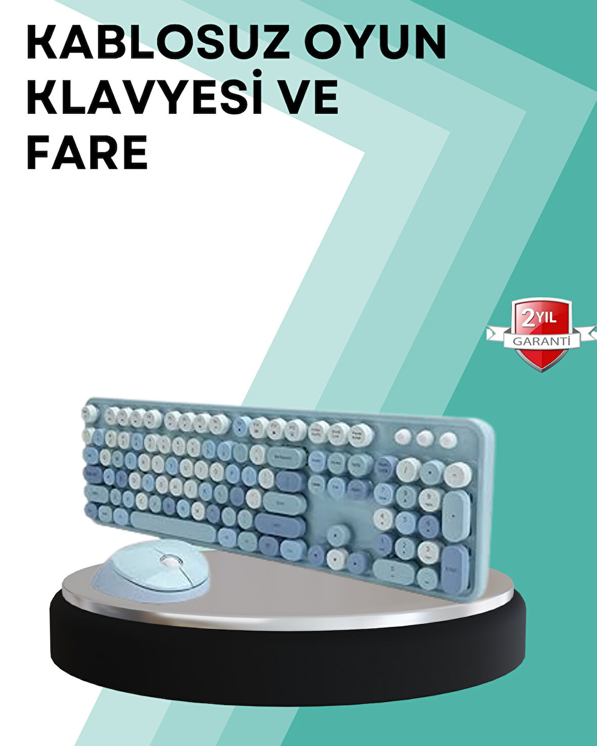 Kablosuz Klavye ve Mouse Seti – Sessiz Tuş, Retro Tasarım