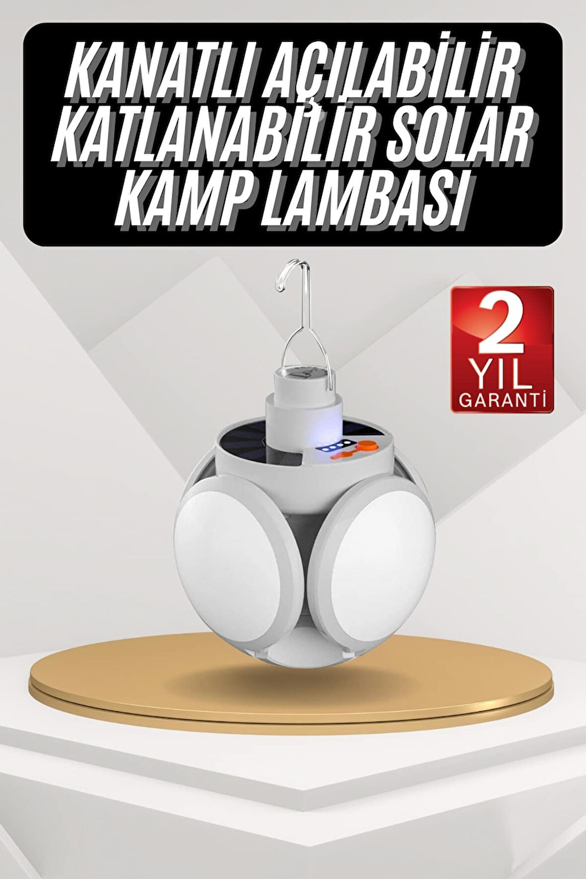 Kamp Lambası Güneş Enerjili Solar 5 Kanatlı Katlanır Lamba Karavan