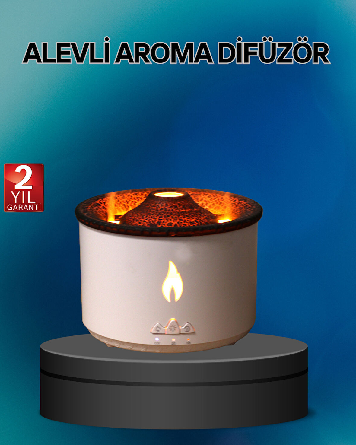 Alev Efektli Buhar Makinesi – Aromaterapi, Nemlendirme ve Işık Modlu Tasarım