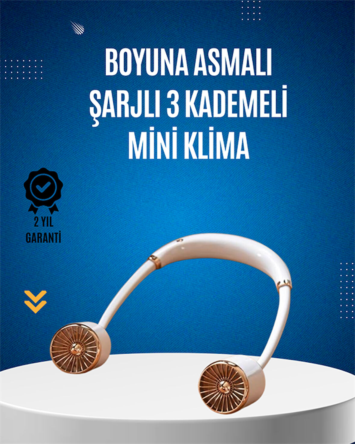 USB Şarjlı Boyun Fanı | Hafif, Katlanabilir, Taşınabilir, Düşük Gürültülü Fan