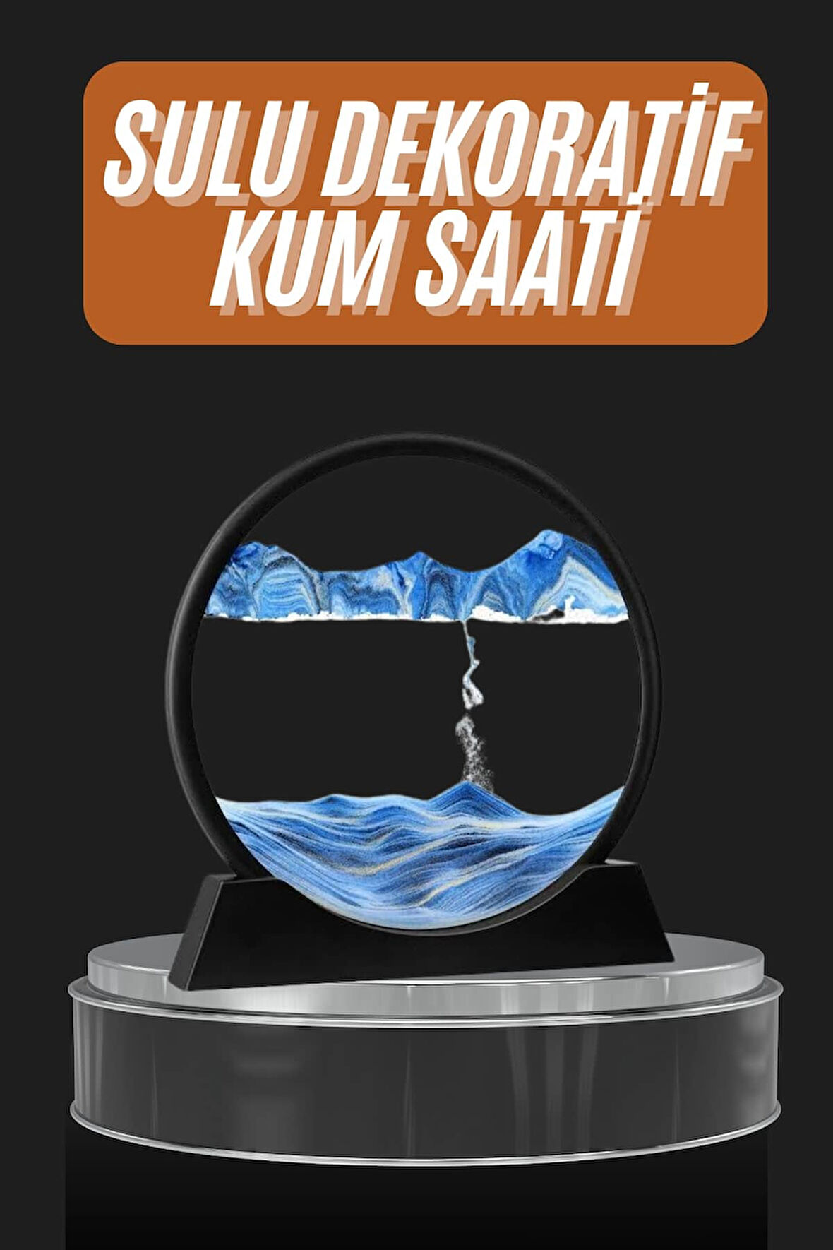 Dekoratif Sulu Kum Saati Ofis Masa Üstü Ev Yuvarlak Kum Saati