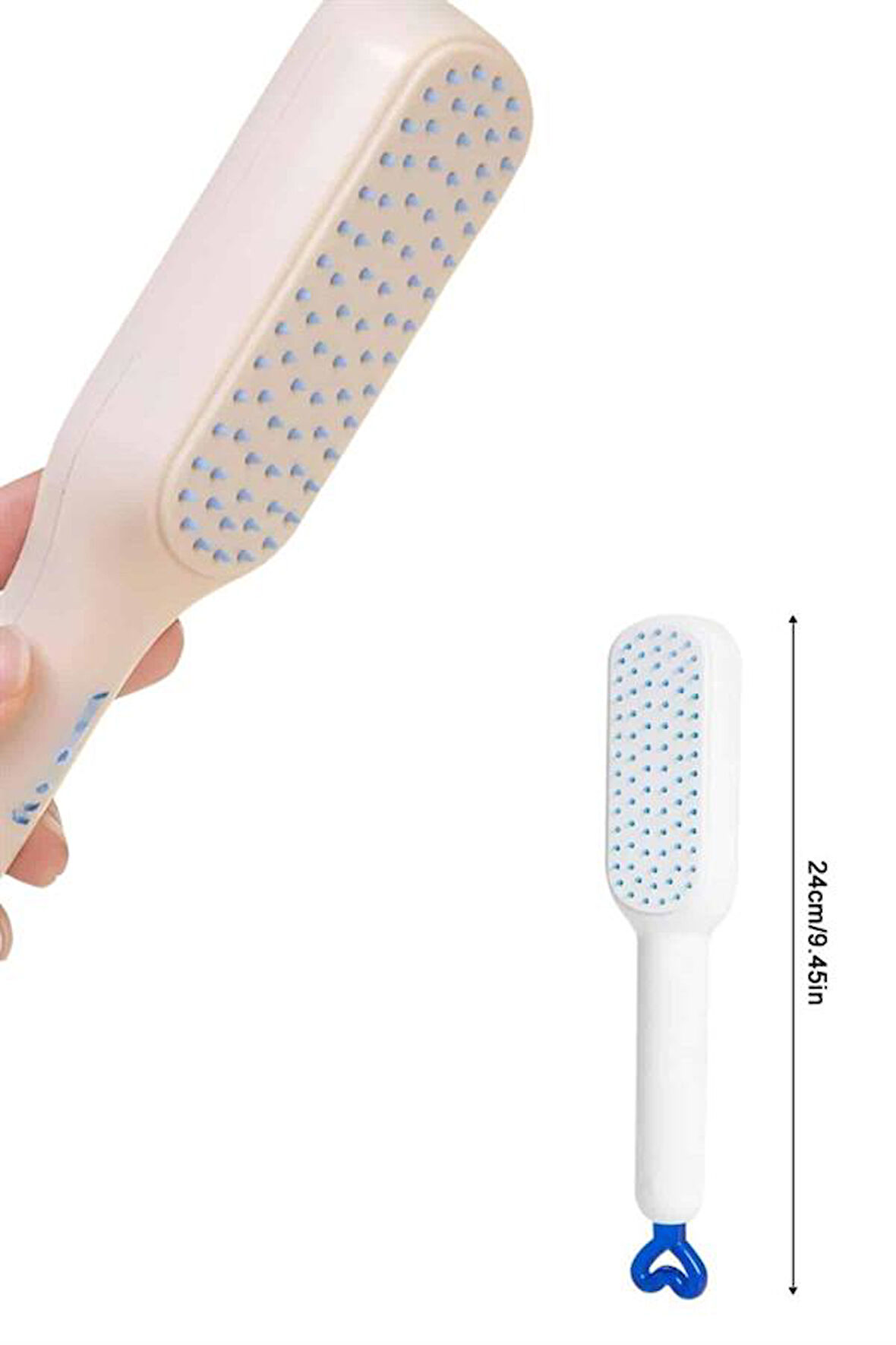 Kendi Kendini Temizleme Özellikli Otomatik Tuşlu Saç Tarağı Dolaşık Açıcı Masaj Fırçası Silikon Fırça