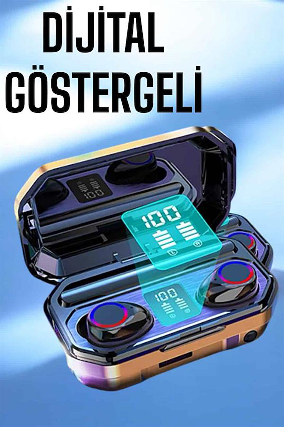 Dijital Göstergeli Bluetooth Bağlantılı Kulaklık Dokunmatik Kontrol