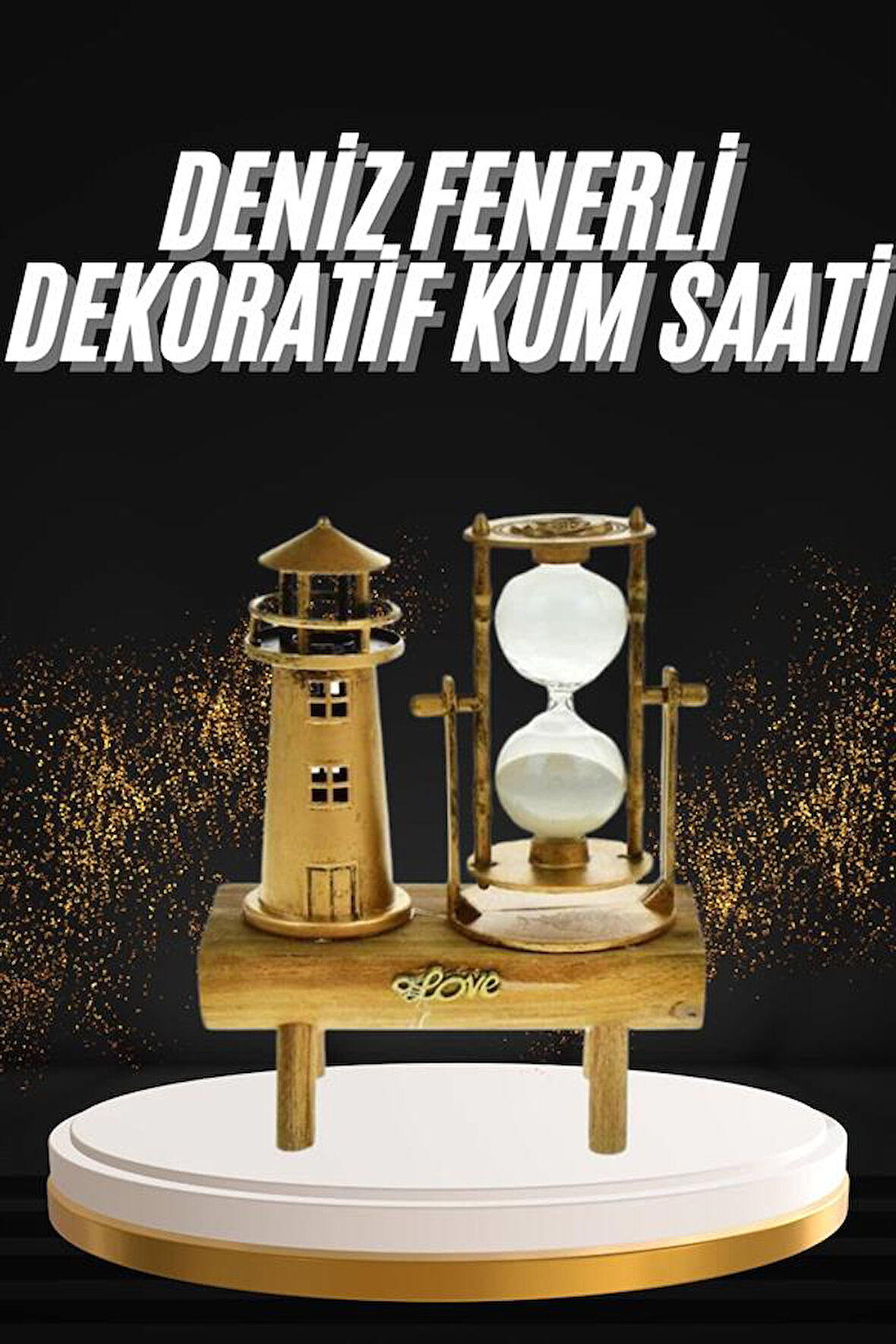 Hediyelik Eşya Retro Deniz Fenerli Kum Saati Ahşap Görünümlü Dekoratif Eşya