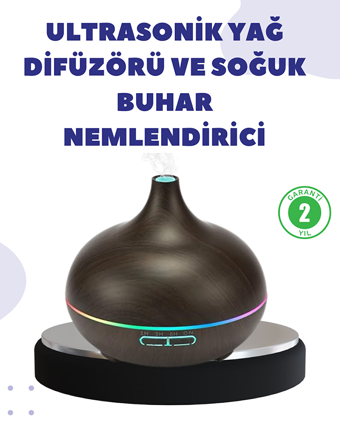 Uçucu Yağ Uyumlu Renkli LED Işıklı Nemlendirici