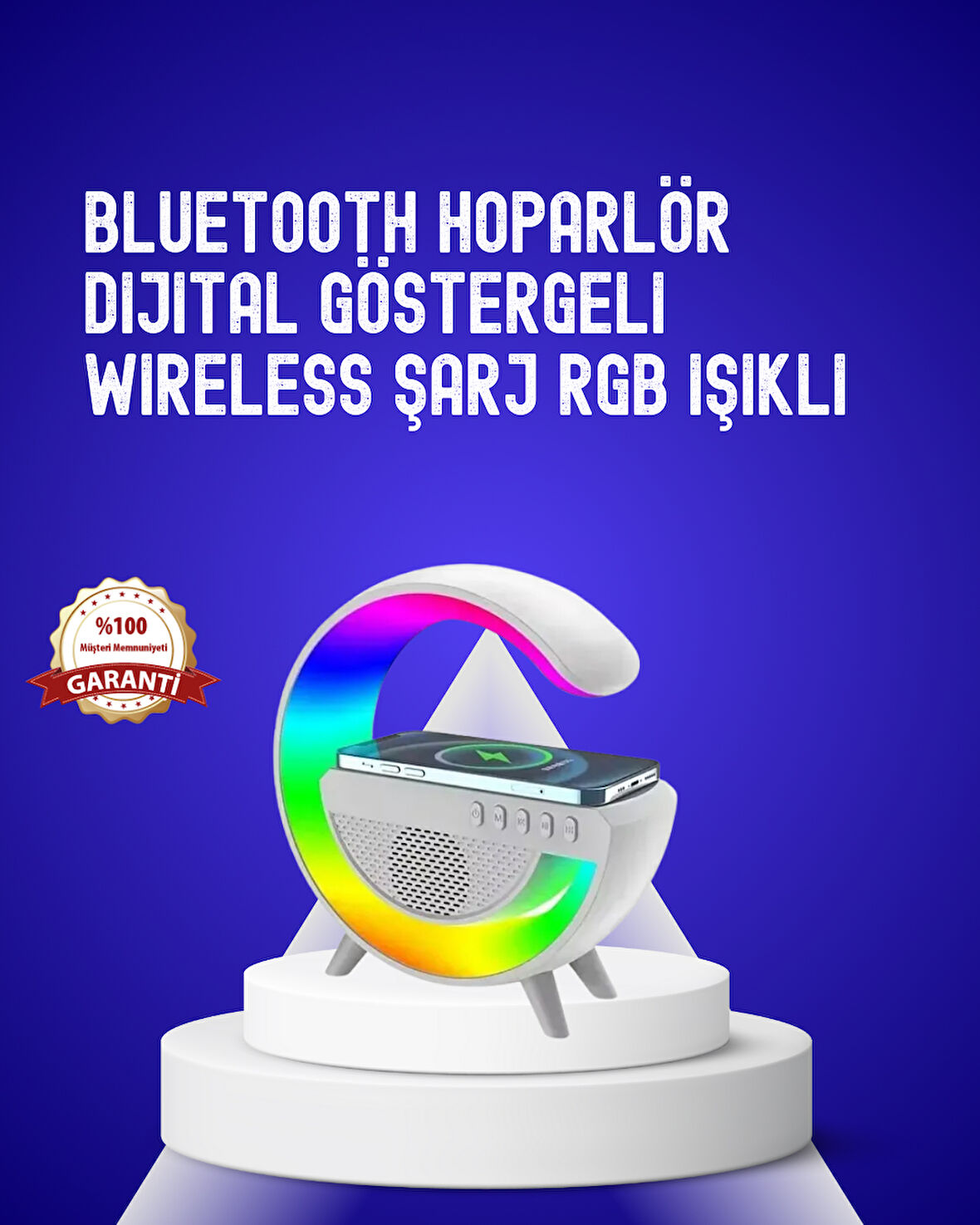 13 Renk Seçenekli Kablosuz Şarj Cihazlı LED Lamba