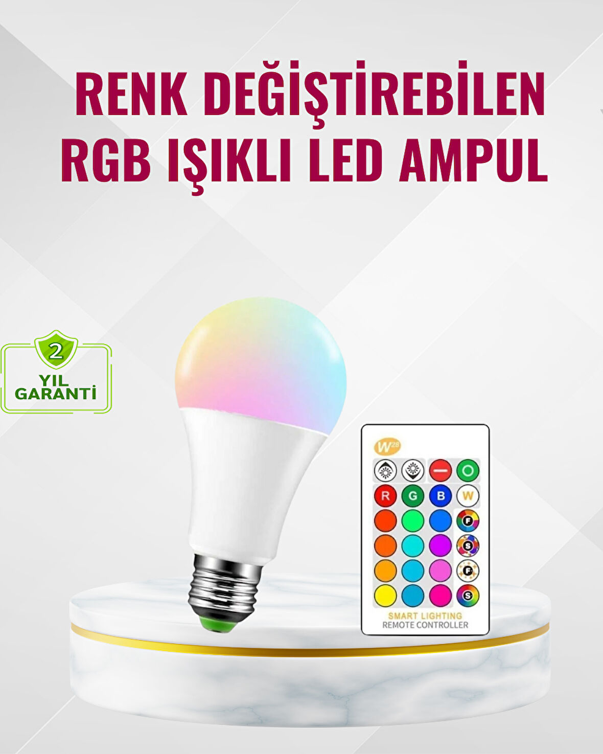 RGB Uzaktan Kumandalı LED Ampul 16 Renk Dekoratif Aydınlatma
