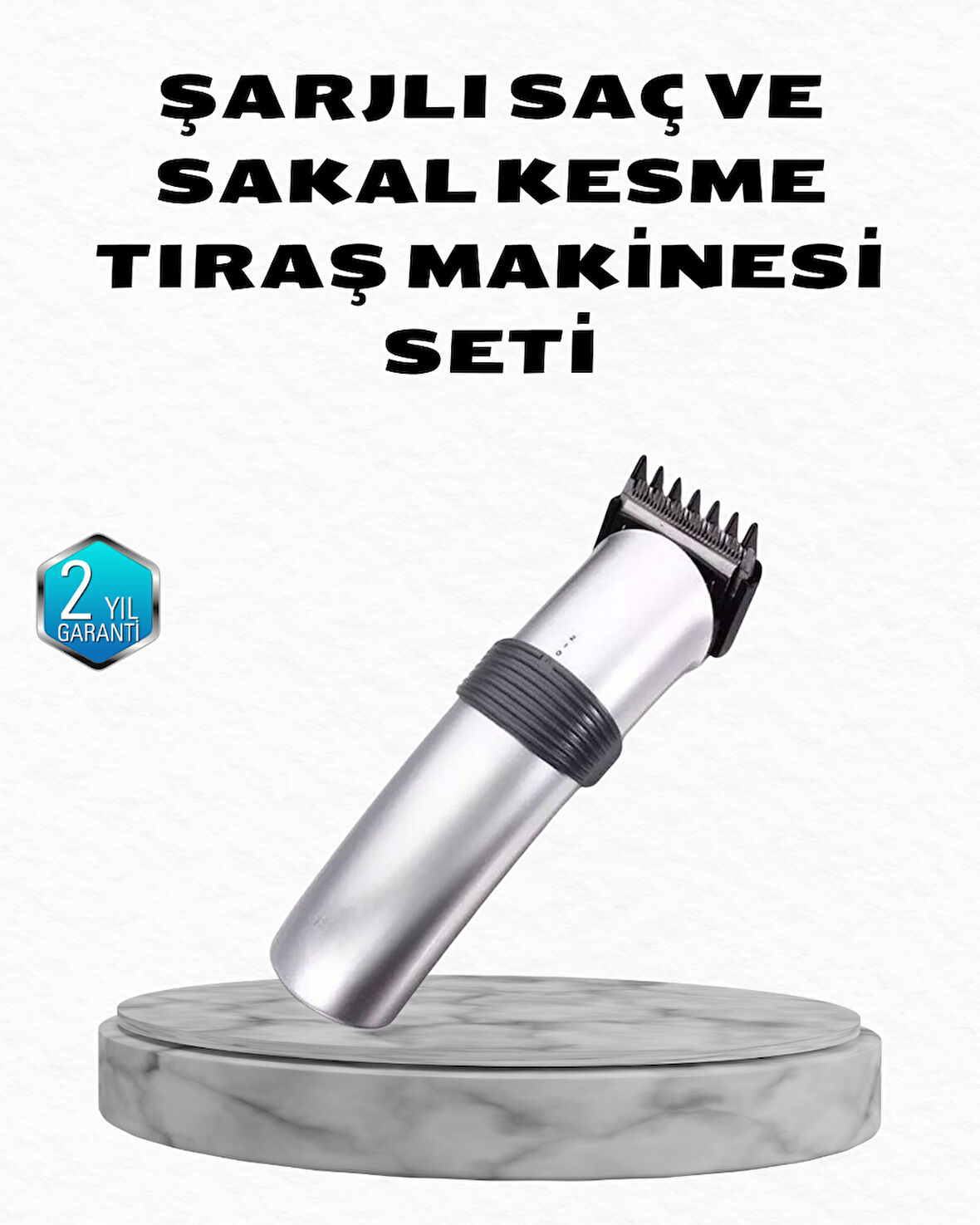 Profesyonel Şarjlı Saç ve Sakal Kesme Makinesi – Paslanmaz Çelik Bıçaklı, Ergonomik ve Sessiz Motorlu