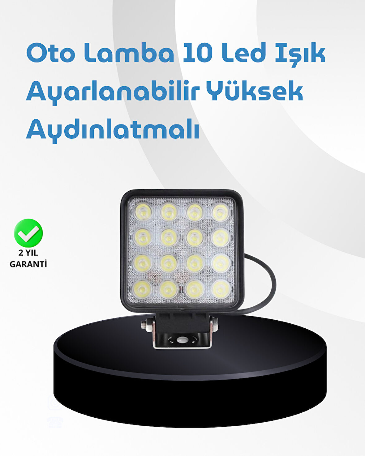 16 LED Geniş Açılı Araç Aydınlatma Farı | Yüksek Parlaklık, Dayanıklı Gövde